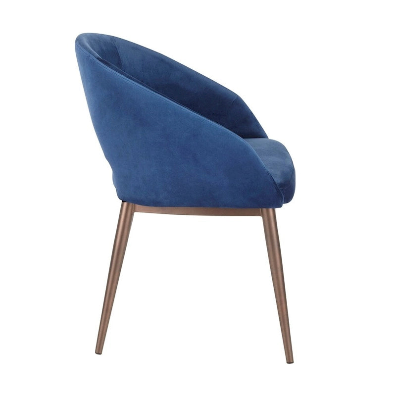 Chaise de salle à manger tapissée avec des pieds en métal en laiton