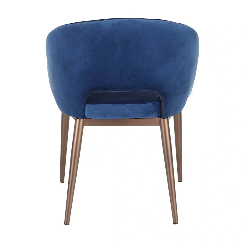 Chaise de salle à manger tapissée avec des pieds en métal en laiton