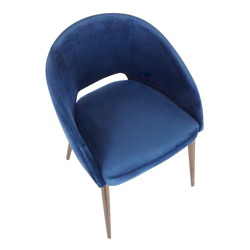 Chaise de salle à manger tapissée avec des pieds en métal en laiton