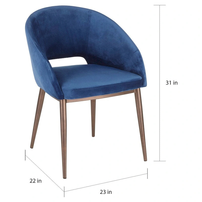 Chaise de salle à manger tapissée avec des pieds en métal en laiton