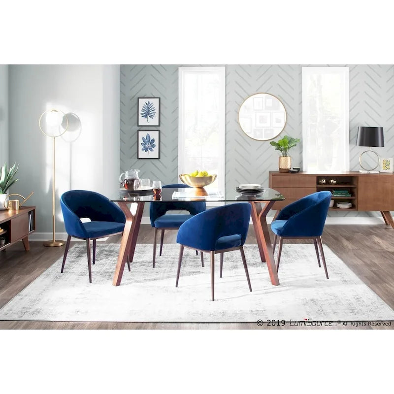 Chaise de salle à manger tapissée avec des pieds en métal en laiton