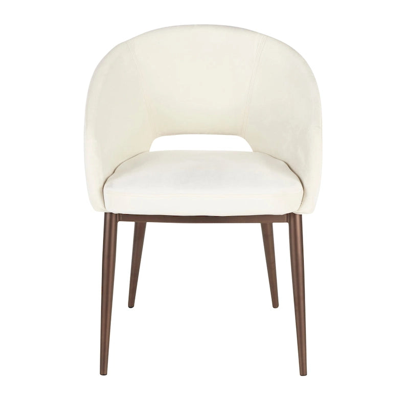 Chaise de salle à manger tapissée avec des pieds en métal en laiton