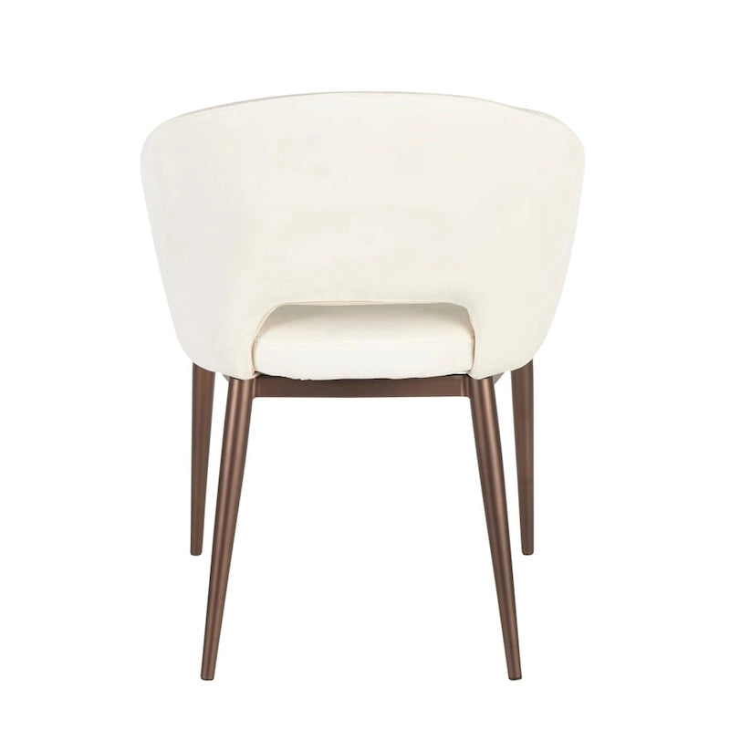 Chaise de salle à manger tapissée avec des pieds en métal en laiton