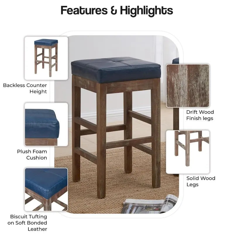 Tabouret de bar sans dossier en similicuir
