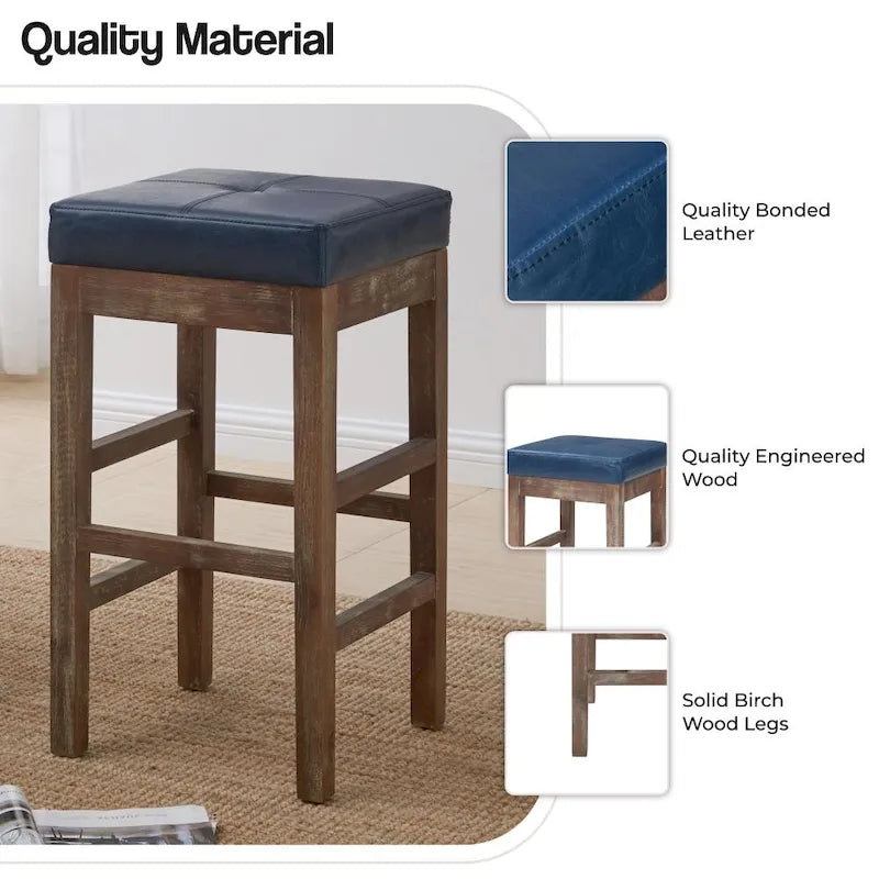 Tabouret de bar sans dossier en similicuir
