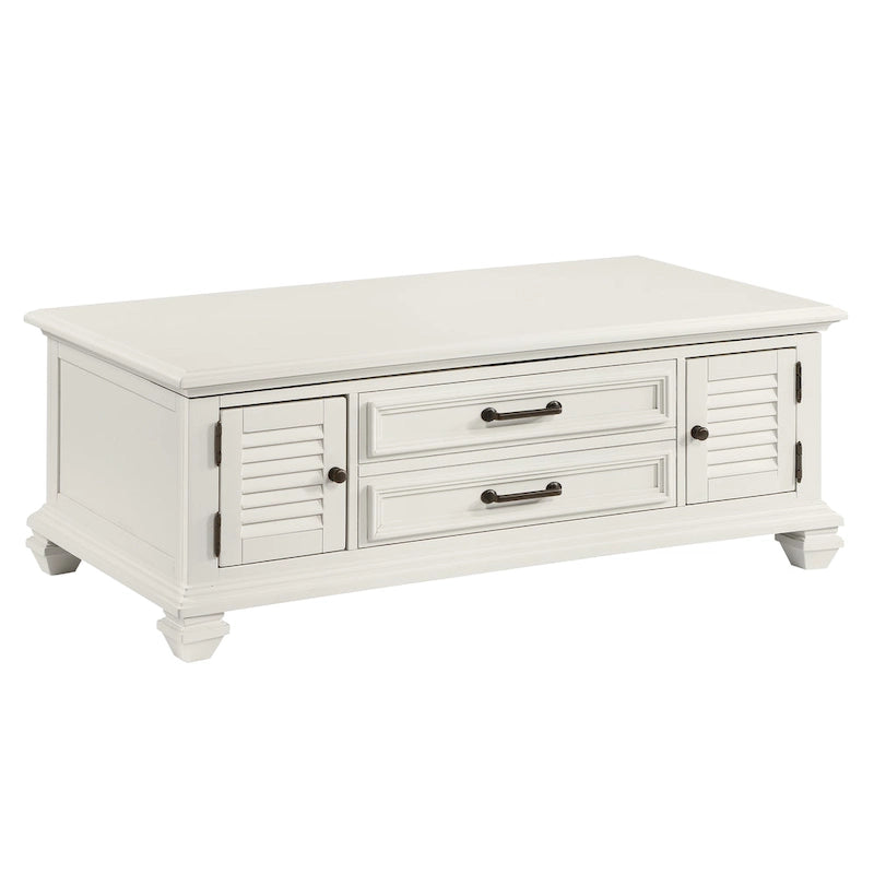 Table basse relevable blanc cassé style ferme moderne
