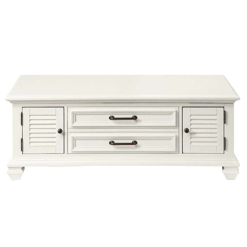 Table basse relevable blanc cassé style ferme moderne