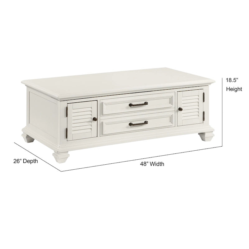 Table basse relevable blanc cassé style ferme moderne
