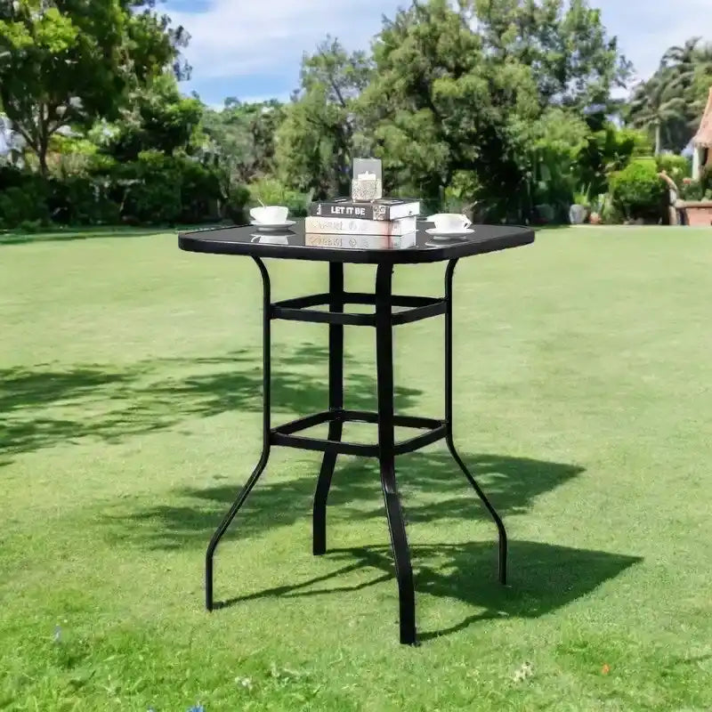 Table haute de bar en verre et fer forgé pour patio, 31,5L x 40H