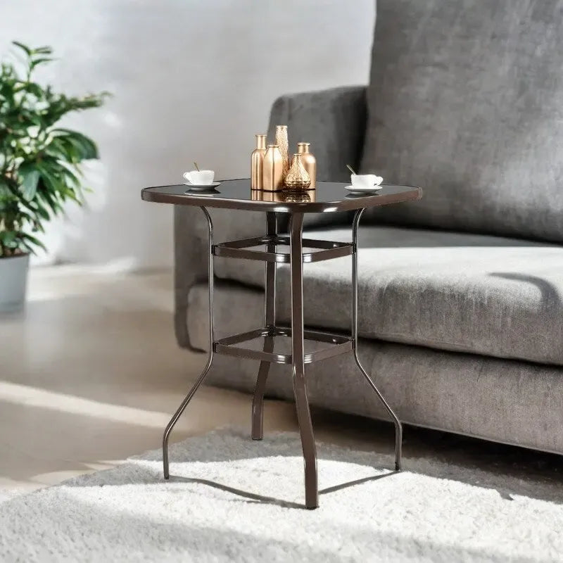 Table haute de bar en verre et fer forgé pour patio, 31,5L x 40H