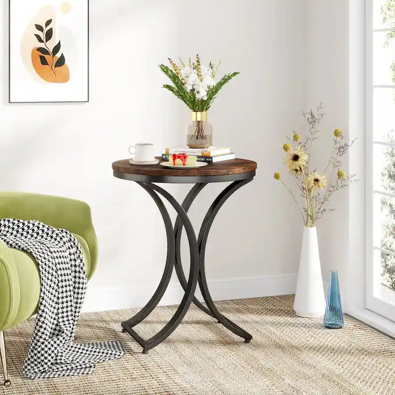 Table d'appoint ronde or et blanc Table d'appoint moderne petite Table basse d'appoint C