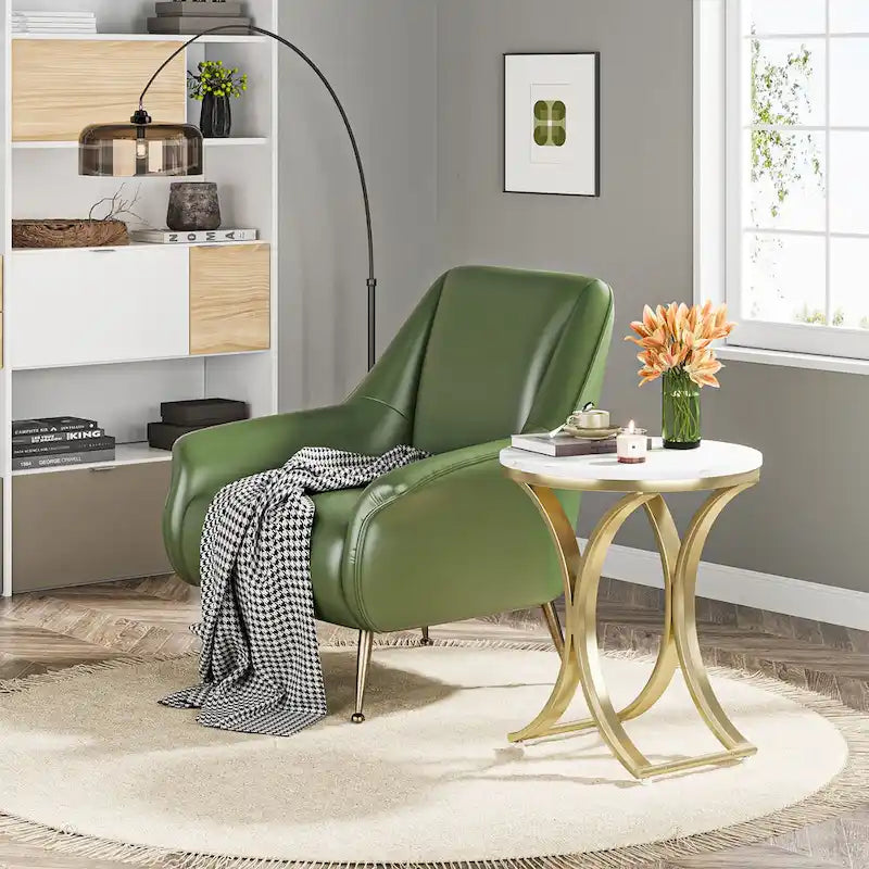 Table d'appoint ronde or et blanc Table d'appoint moderne petite Table basse d'appoint C