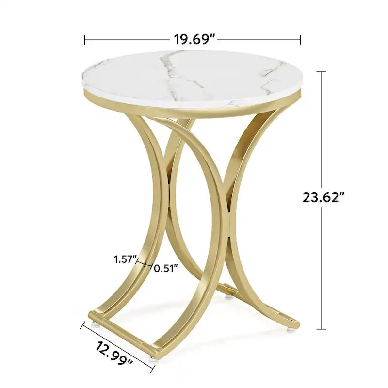 Table d'appoint ronde or et blanc Table d'appoint moderne petite Table basse d'appoint C