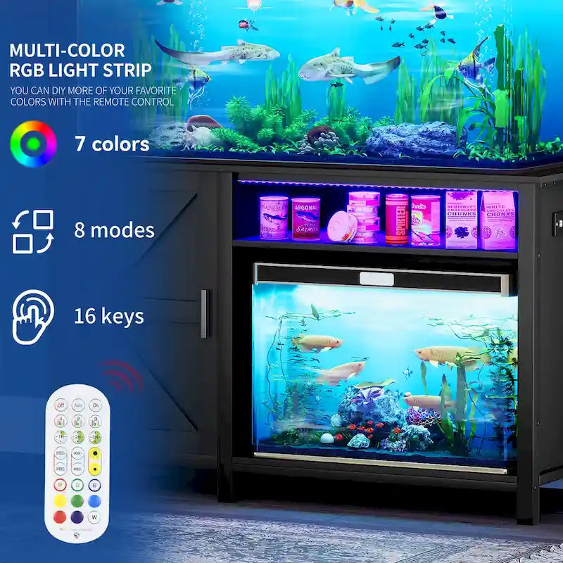 Meuble d'aquarium pour aquariums de 200-280 litres, avec bande lumineuse RVB