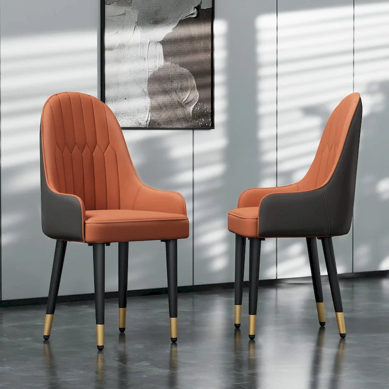Lot de 2 chaises de salle à manger modernes en cuir microfibre et silicone, pieds en métal - 52x49x90 cm