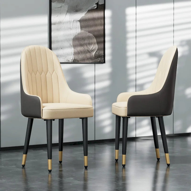 Lot de 2 chaises de salle à manger modernes en cuir microfibre et silicone, pieds en métal - 52x49x90 cm