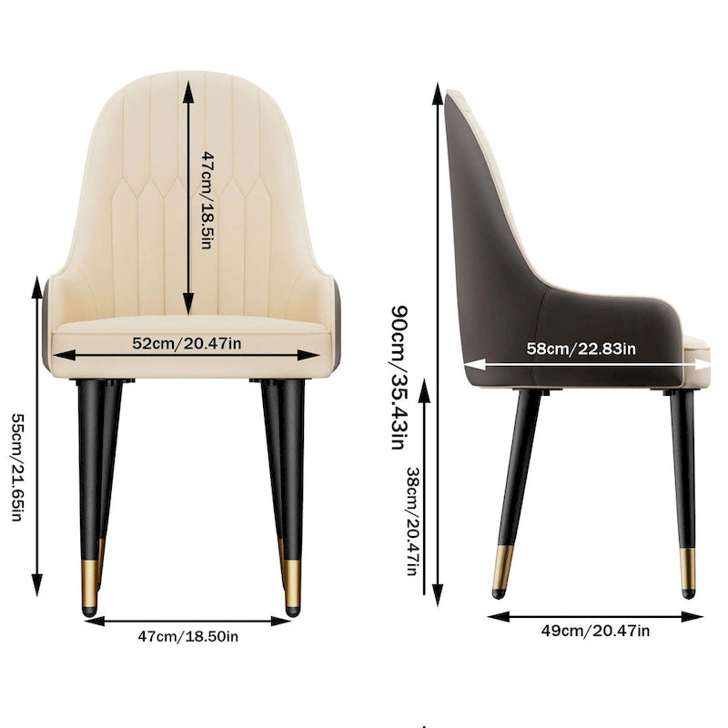Lot de 2 chaises de salle à manger modernes en cuir microfibre et silicone, pieds en métal - 52x49x90 cm