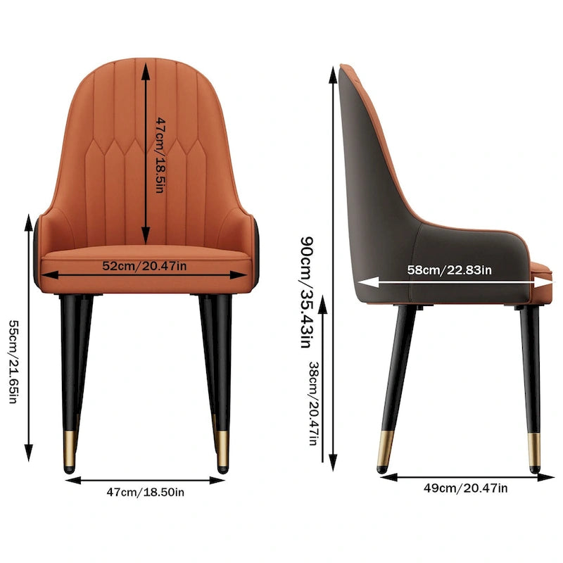 Lot de 2 chaises de salle à manger modernes en cuir microfibre et silicone, pieds en métal - 52x49x90 cm