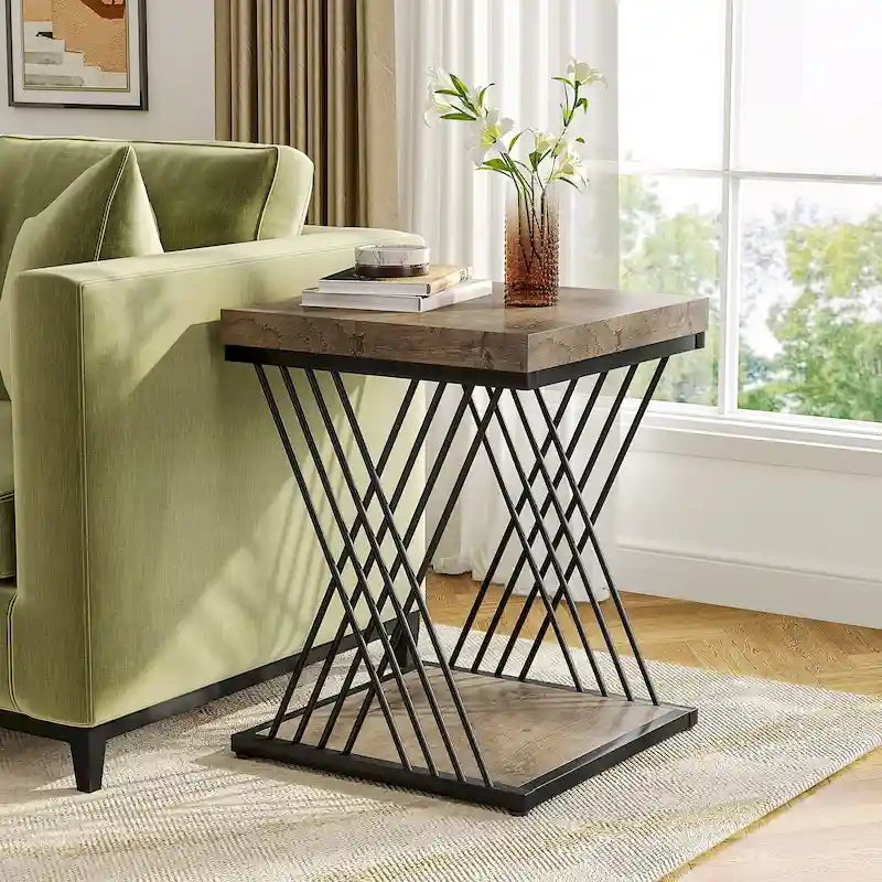 Table d'appoint carrée, tables de chevet modernes du milieu du siècle, table d'appoint de salon