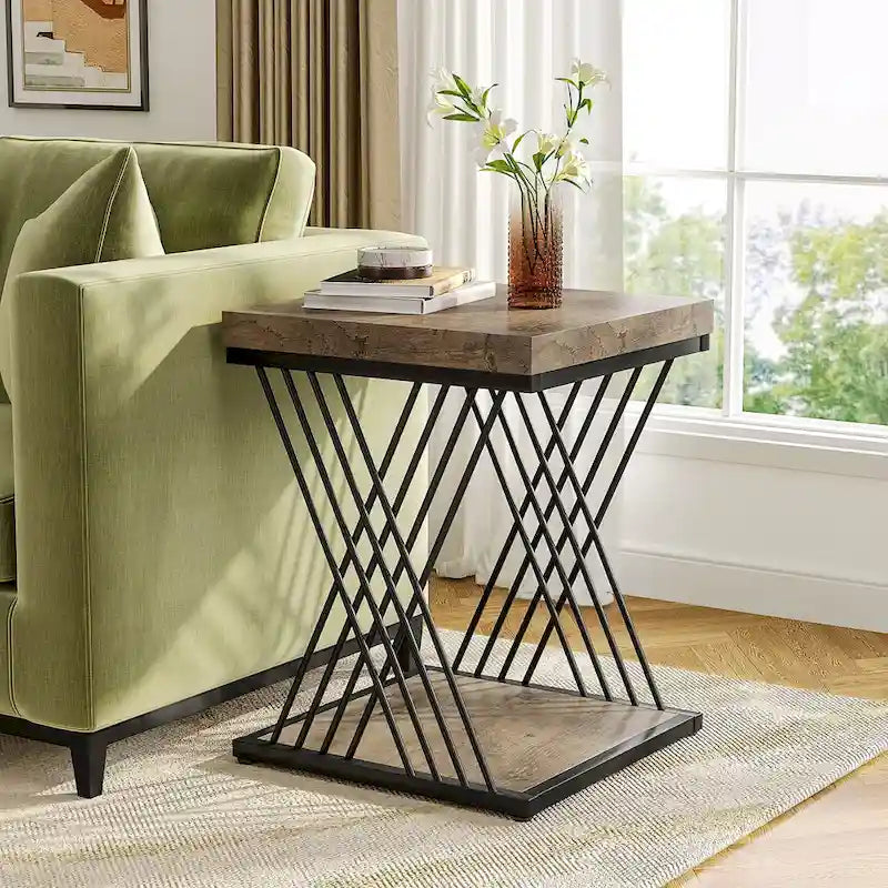 Table d'appoint carrée, tables de chevet modernes du milieu du siècle, table d'appoint de salon