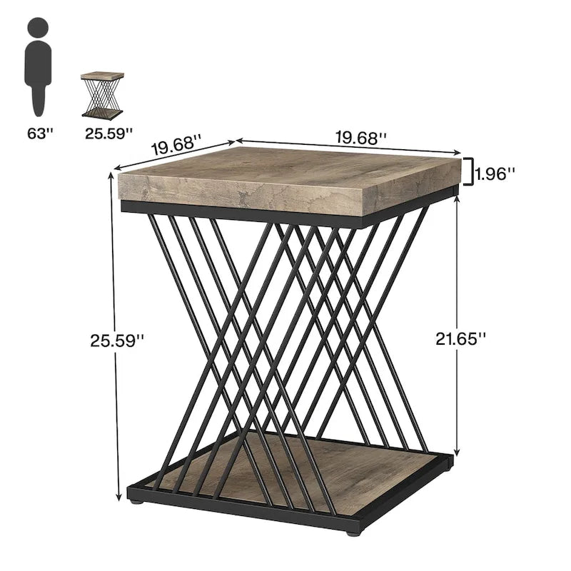 Table d'appoint carrée, tables de chevet modernes du milieu du siècle, table d'appoint de salon
