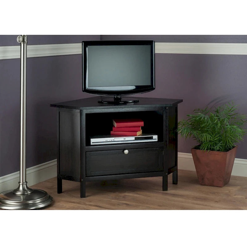 Meuble TV d'angle et meuble multimédia, brun expresso