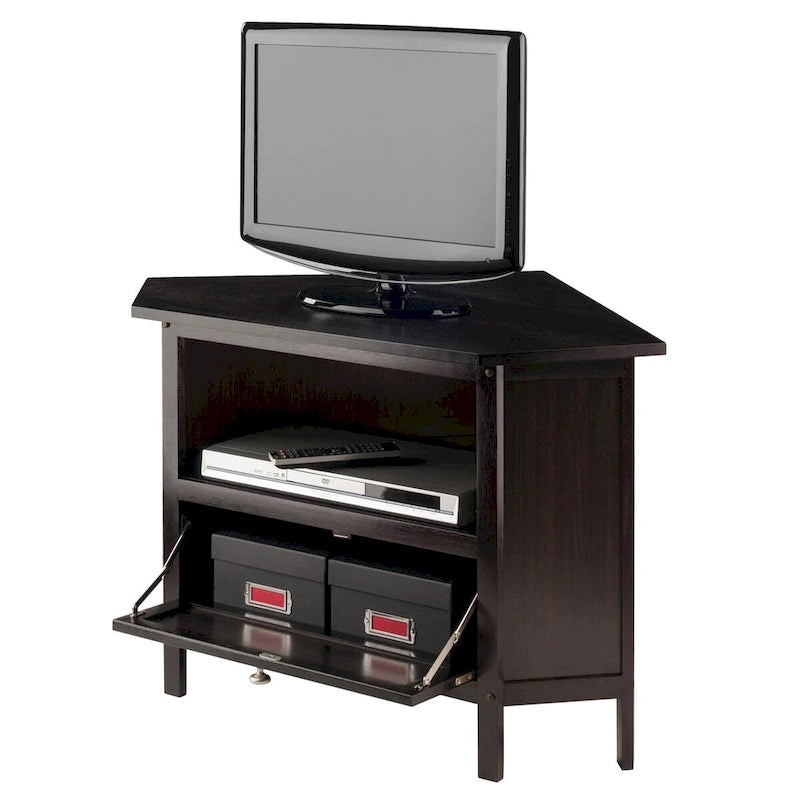 Meuble TV d'angle et meuble multimédia, brun expresso