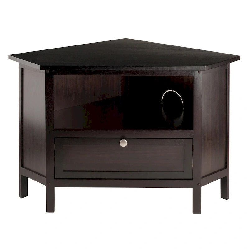 Meuble TV d'angle et meuble multimédia, brun expresso