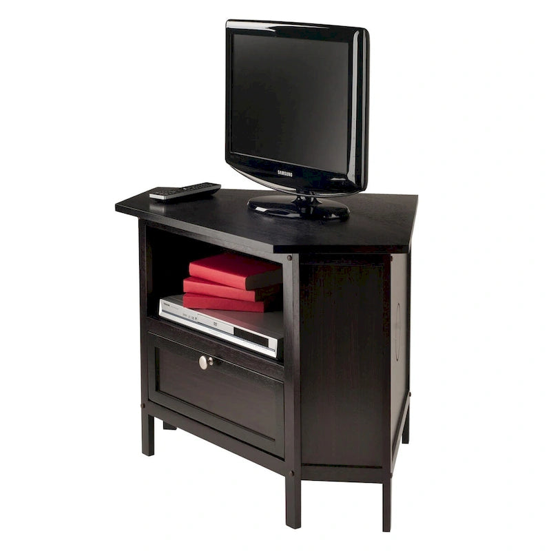 Meuble TV d'angle et meuble multimédia, brun expresso