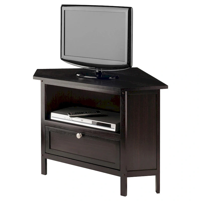 Meuble TV d'angle et meuble multimédia, brun expresso
