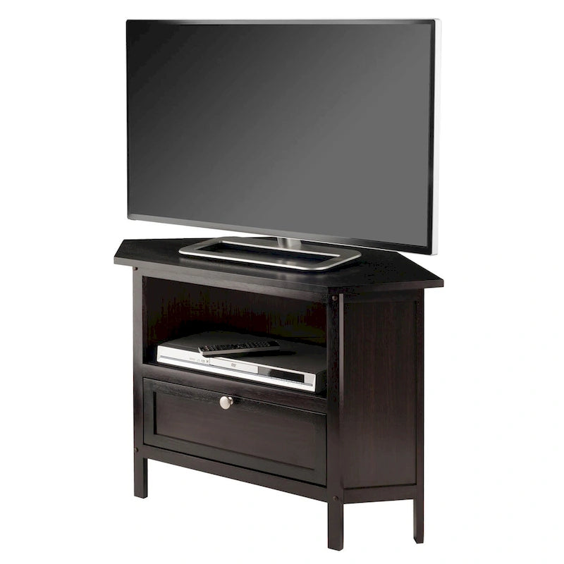 Meuble TV d'angle et meuble multimédia, brun expresso
