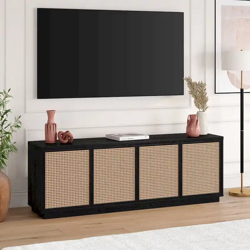 Un meuble TV rectangulaire, adapté aux téléviseurs d'une largeur maximale de 78 à 70 pouces.