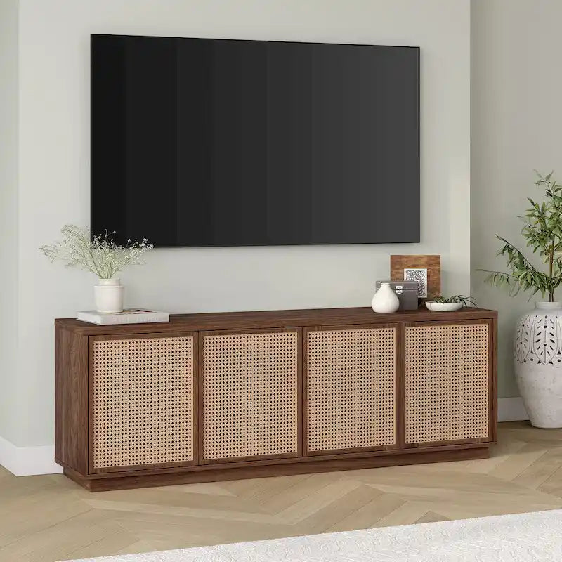 Un meuble TV rectangulaire, adapté aux téléviseurs d'une largeur maximale de 78 à 70 pouces.