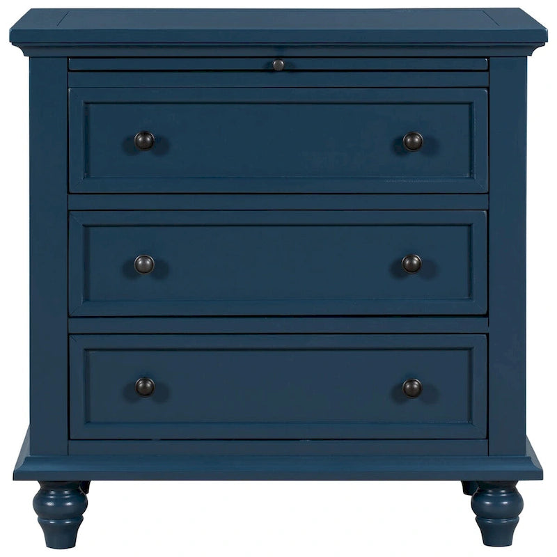 Table d'appoint en pin massif avec tablette coulissante et 3 tiroirs, montage facile