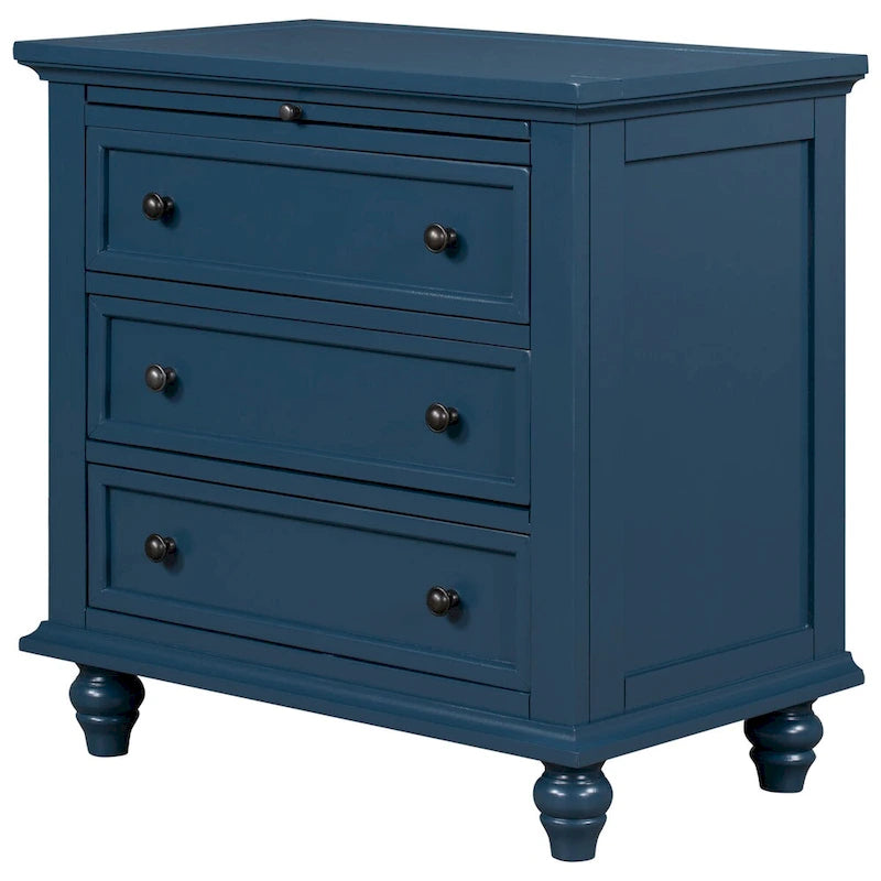 Table d'appoint en pin massif avec tablette coulissante et 3 tiroirs, montage facile