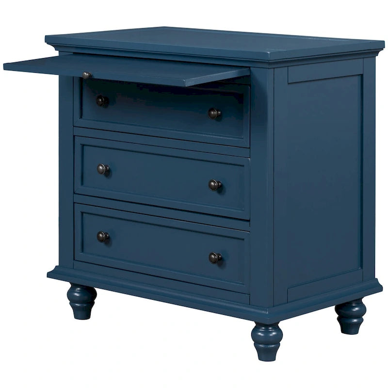 Table d'appoint en pin massif avec tablette coulissante et 3 tiroirs, montage facile