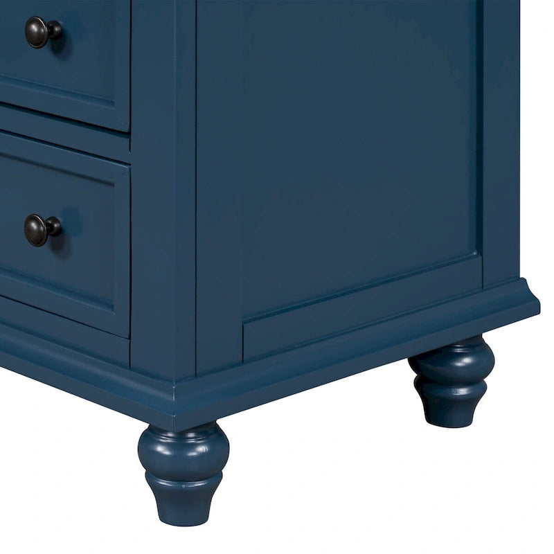 Table d'appoint en pin massif avec tablette coulissante et 3 tiroirs, montage facile