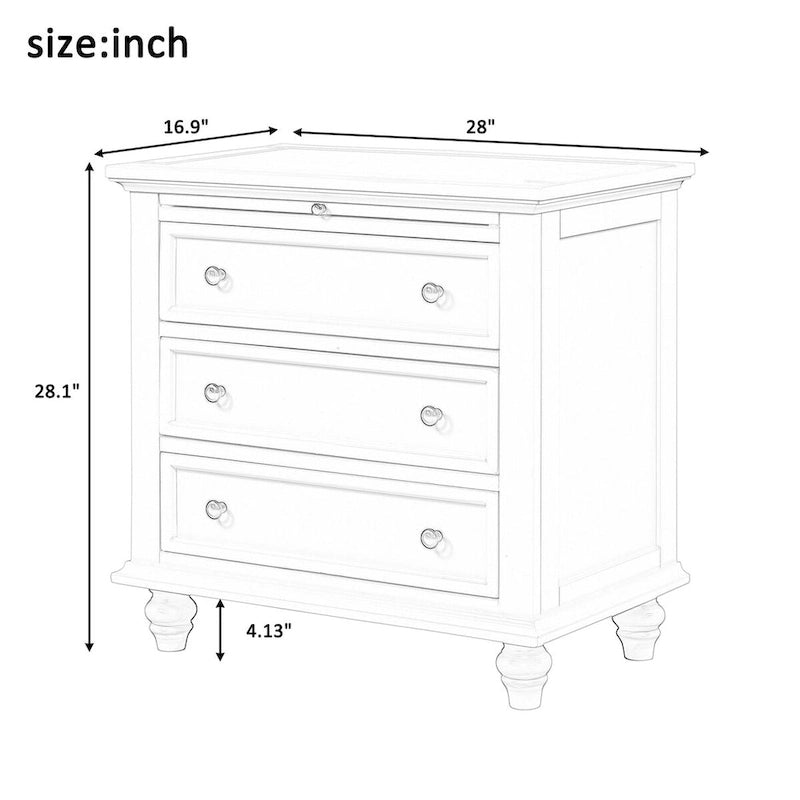 Table d'appoint en pin massif avec tablette coulissante et 3 tiroirs, montage facile
