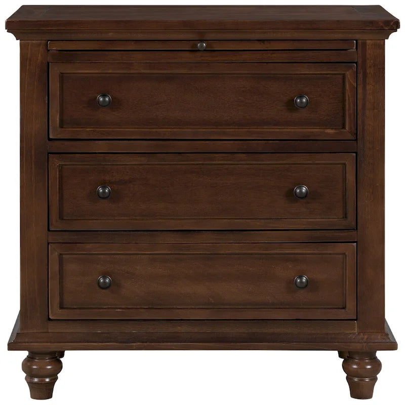 Table d'appoint en pin massif avec tablette coulissante et 3 tiroirs, montage facile