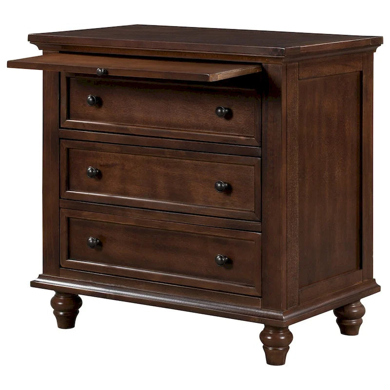 Table d'appoint en pin massif avec tablette coulissante et 3 tiroirs, montage facile