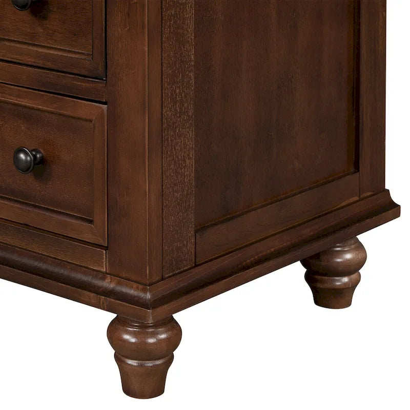 Table d'appoint en pin massif avec tablette coulissante et 3 tiroirs, montage facile