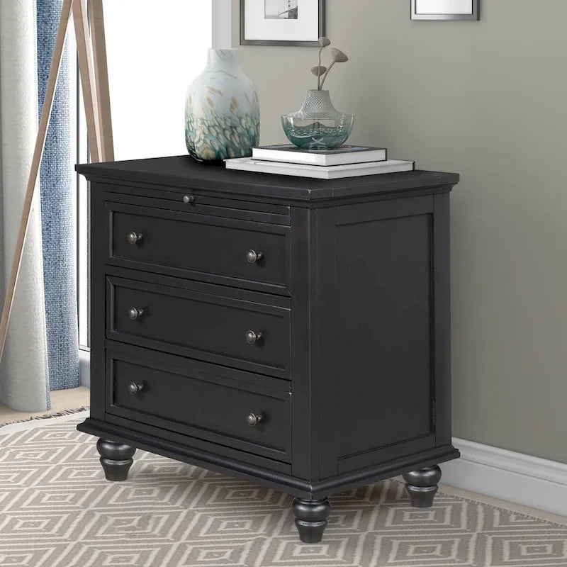 Table d'appoint en pin massif avec tablette coulissante et 3 tiroirs, montage facile