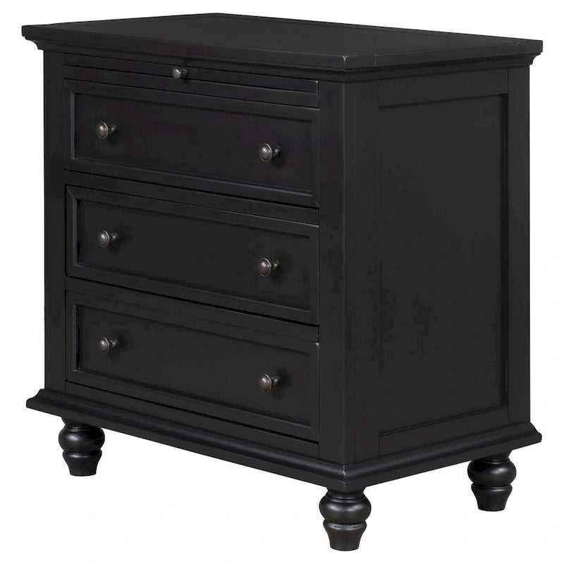 Table d'appoint en pin massif avec tablette coulissante et 3 tiroirs, montage facile