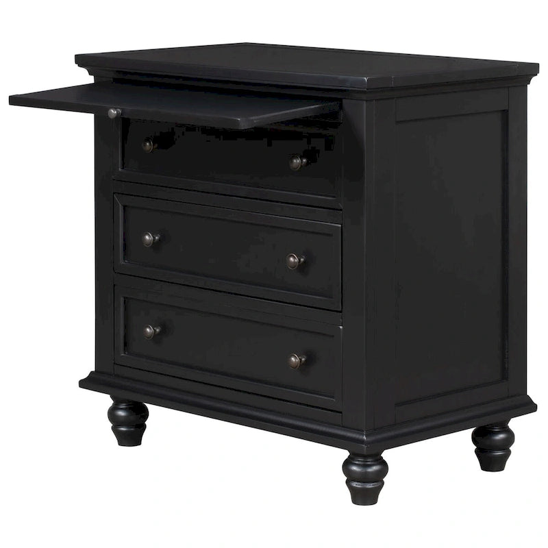 Table d'appoint en pin massif avec tablette coulissante et 3 tiroirs, montage facile