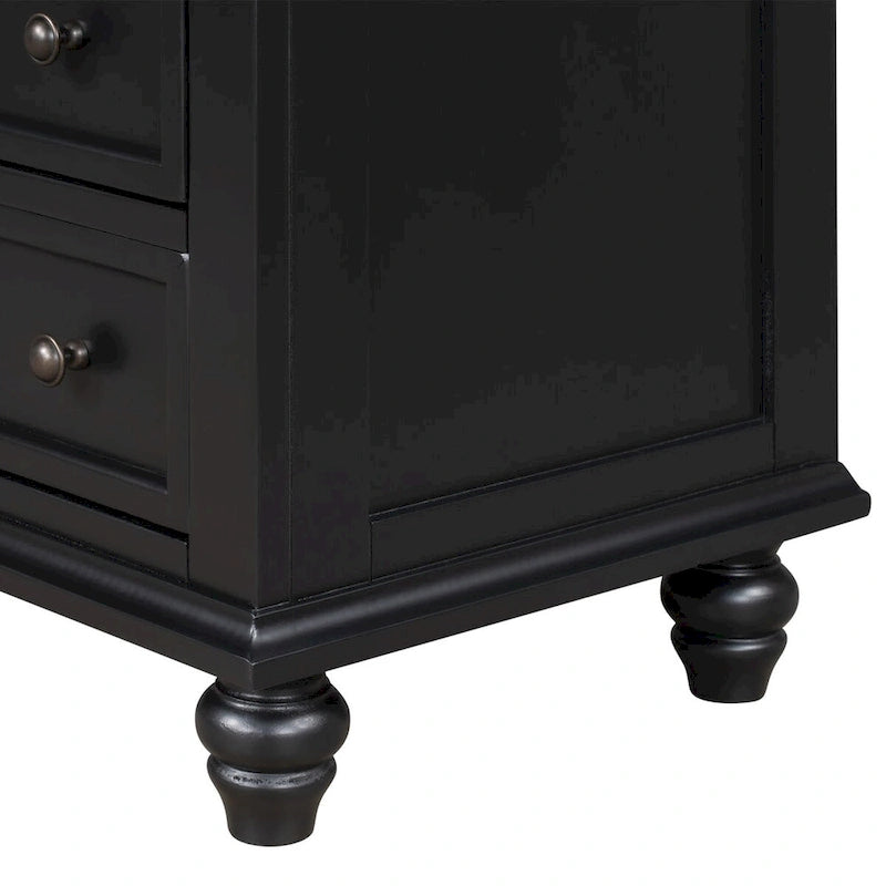 Table d'appoint en pin massif avec tablette coulissante et 3 tiroirs, montage facile