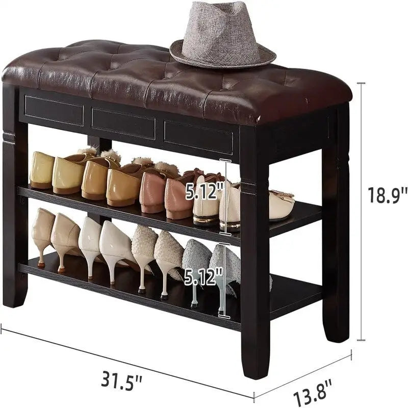 Banc de rangement pour chaussures avec coussin - 31,5P x 13,8L x 18,9H
