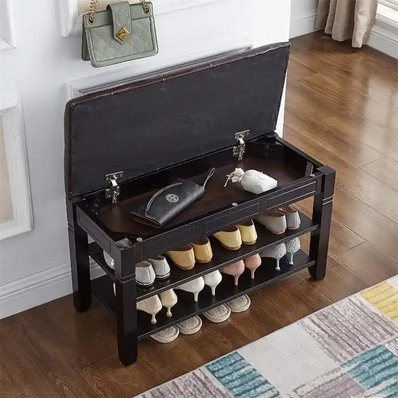 Banc de rangement pour chaussures avec coussin - 31,5P x 13,8L x 18,9H