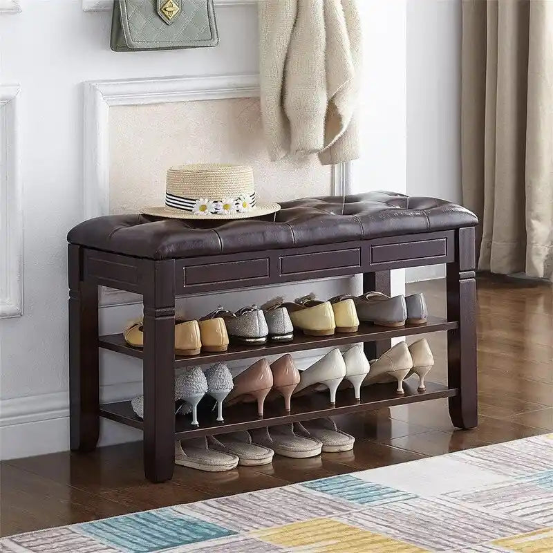 Banc de rangement pour chaussures avec coussin - 31,5P x 13,8L x 18,9H