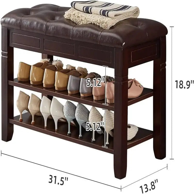 Banc de rangement pour chaussures avec coussin - 31,5P x 13,8L x 18,9H