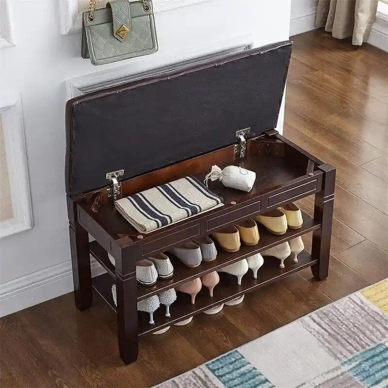 Banc de rangement pour chaussures avec coussin - 31,5P x 13,8L x 18,9H